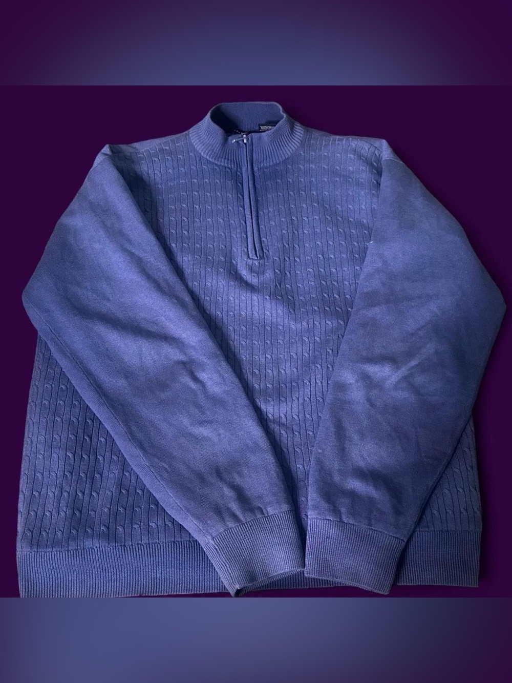 Men's Quarter-Zip Cable Knit Sweater - Blue